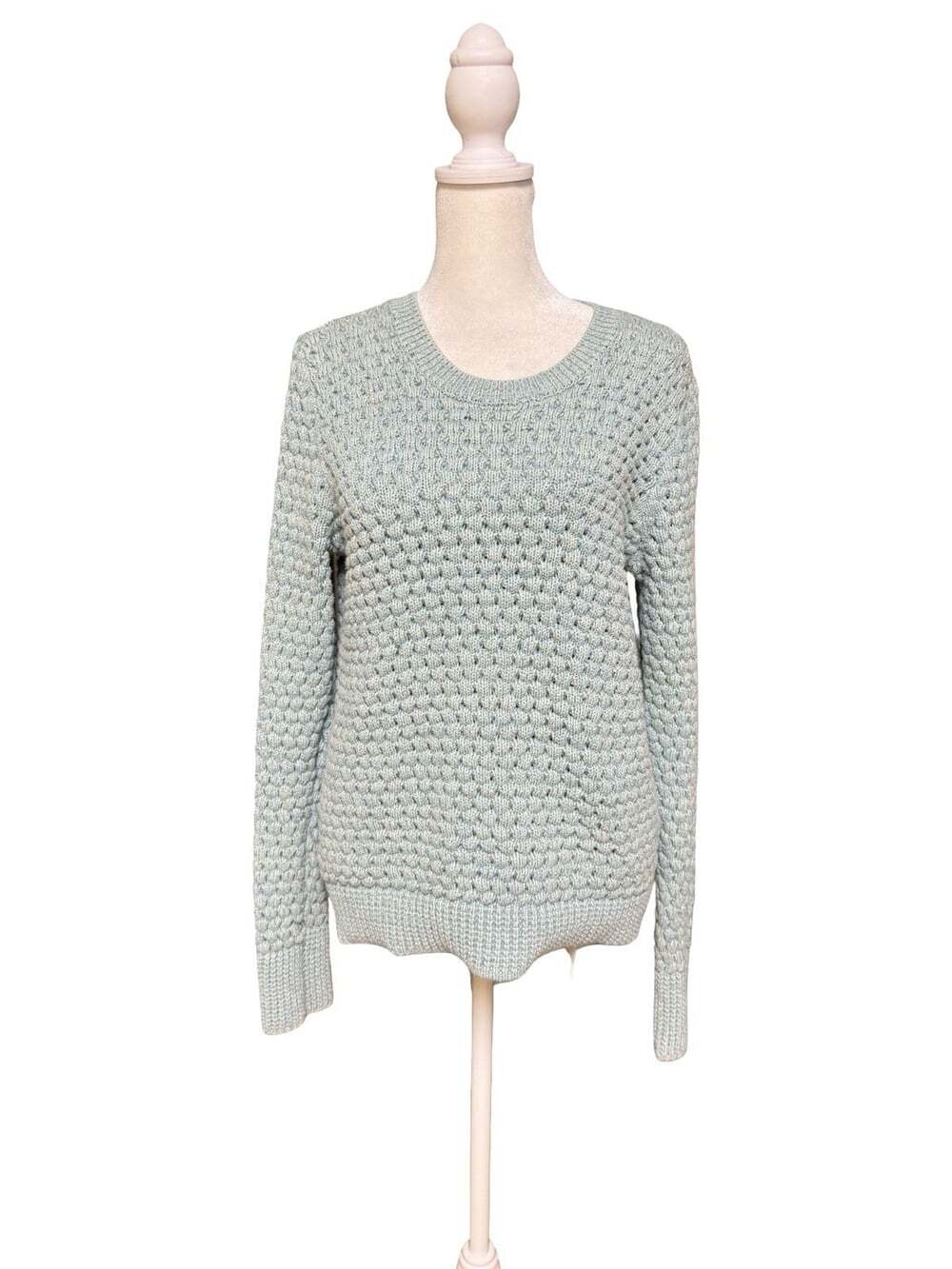 Victoria’s Secret Women’s Cotton Chunky Knit Sweater Blue Green Crewneck